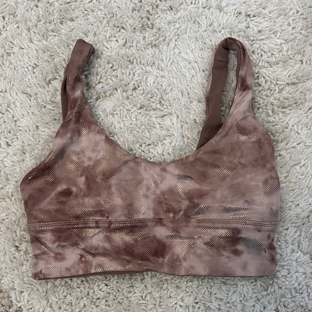 lululemon athletica Mauve Brown Tie-Dye Reversible Sports Bra with Metallic